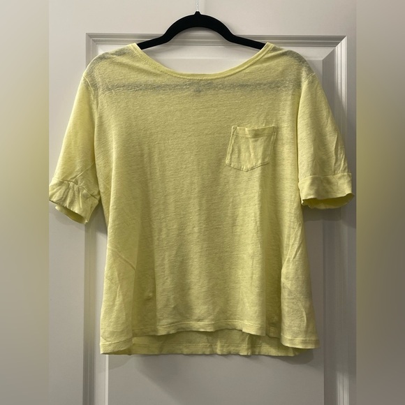 100% Linen Banana Republic Yellow Boxy Relaxed Tee - Picture 1 of 4